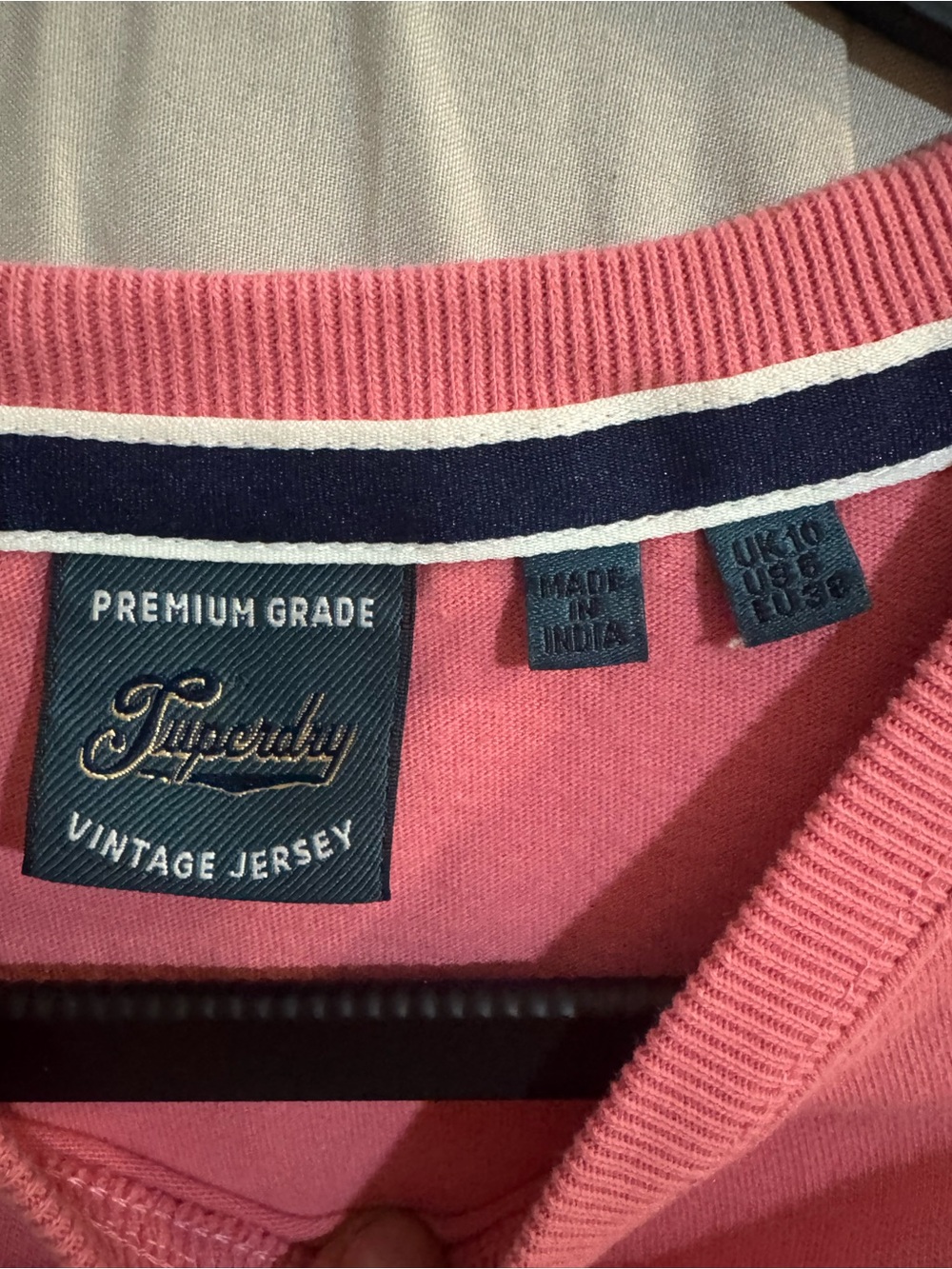 Superdry Pink Crewneck with Navy and White Stripe